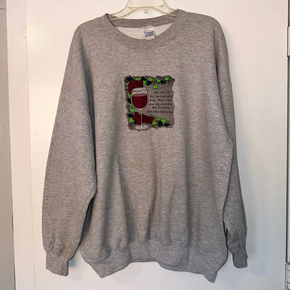 Vintage 90s Wine Humor Crewneck Sweatshirt. Size XL. - Picture 1 of 4